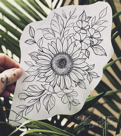 sunflower tattoo images|sunflower tattoo design drawing.